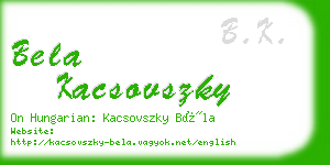 bela kacsovszky business card